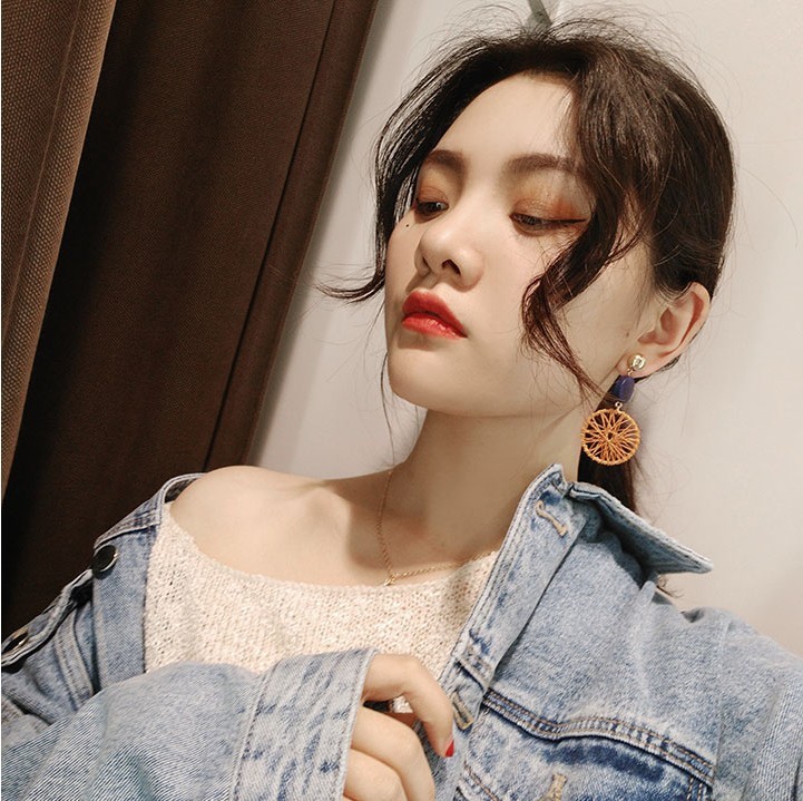 Circle Hollow Weave Net Drop Earring Women Fashion Jewelry Gift Drop & Dangle