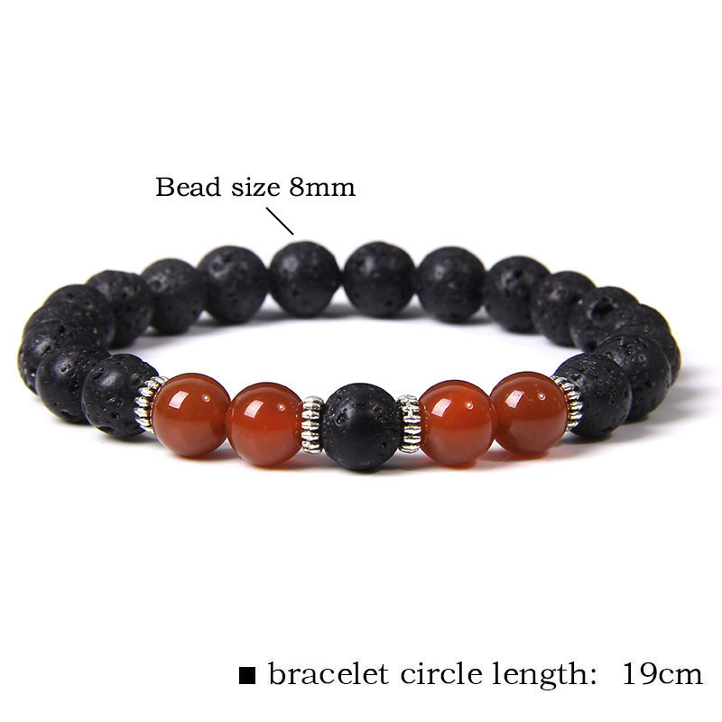 Lava Rock Bracelet - 4PCS 8mm natural Gemstone Stress Relief Yoga Beads Essential Oil Diffuser Healing for Men Women