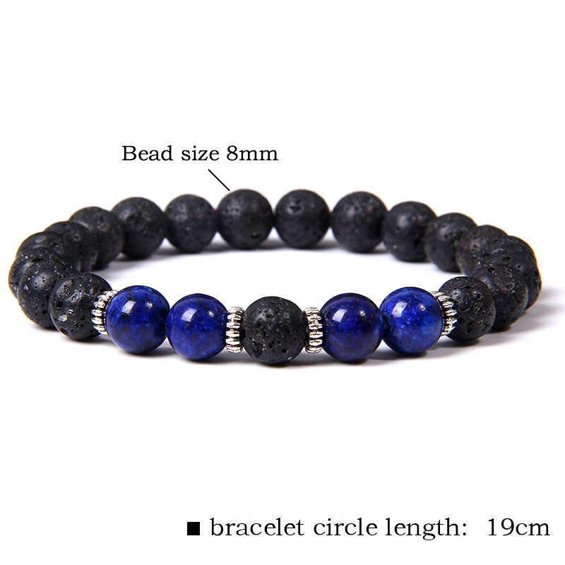 Lava Rock Bracelet - 4PCS 8mm natural Gemstone Stress Relief Yoga Beads Essential Oil Diffuser Healing for Men Women