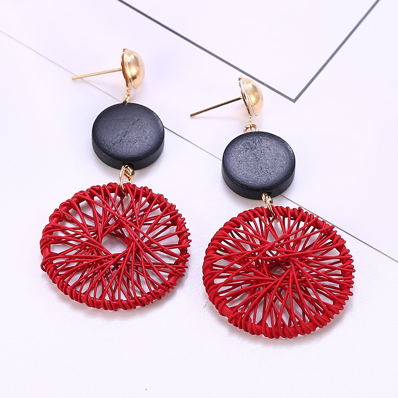 Circle Hollow Weave Net Drop Earring Women Fashion Jewelry Gift Drop & Dangle