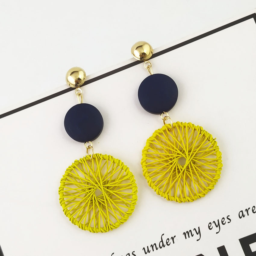 Circle Hollow Weave Net Drop Earring Women Fashion Jewelry Gift Drop & Dangle