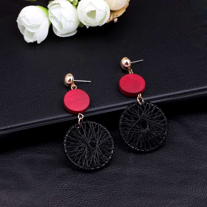 Circle Hollow Weave Net Drop Earring Women Fashion Jewelry Gift Drop & Dangle