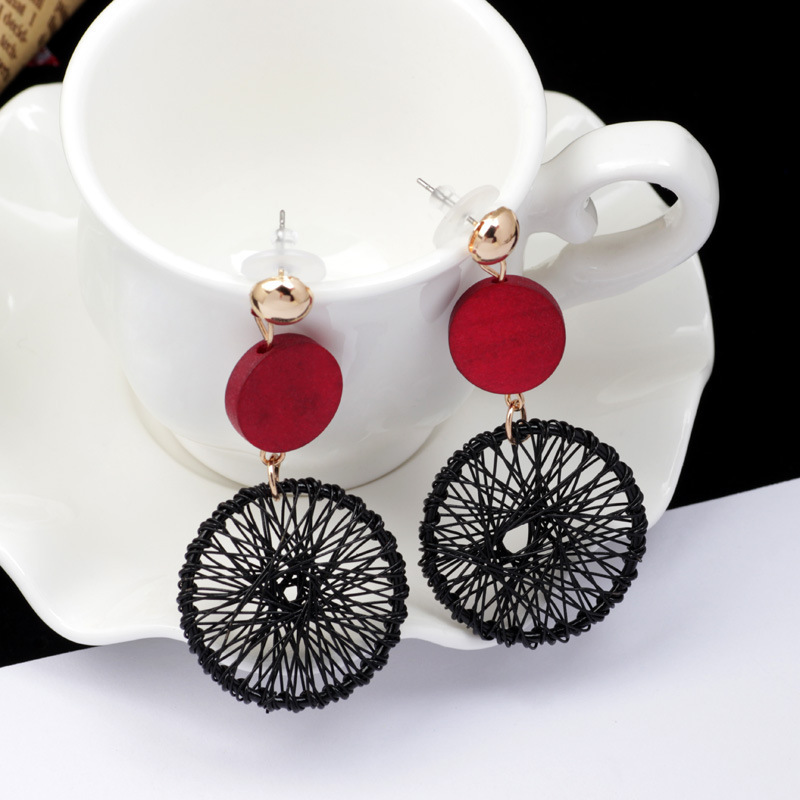 Circle Hollow Weave Net Drop Earring Women Fashion Jewelry Gift Drop & Dangle