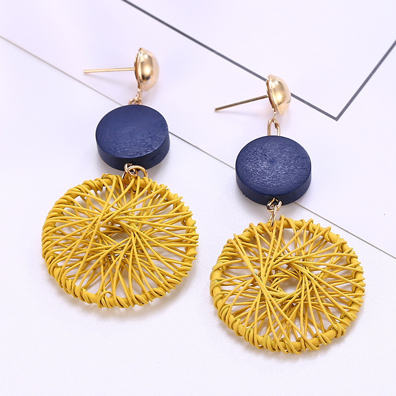 Circle Hollow Weave Net Drop Earring Women Fashion Jewelry Gift Drop & Dangle