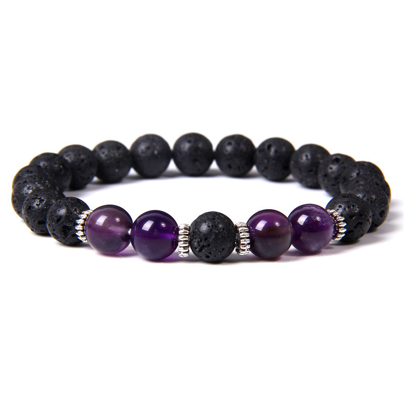 Lava Rock Bracelet - 4PCS 8mm natural Gemstone Stress Relief Yoga Beads Essential Oil Diffuser Healing for Men Women