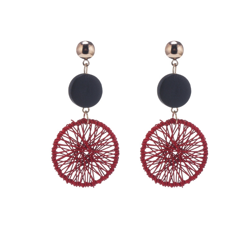 Circle Hollow Weave Net Drop Earring Women Fashion Jewelry Gift Drop & Dangle