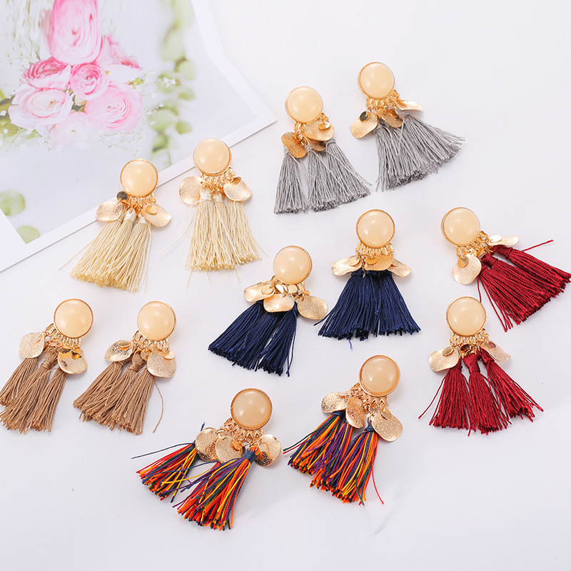 Colorful Layered Tassel Earrings Simple Bohemian Tier Big Dangle Drop Earrings for Women girls