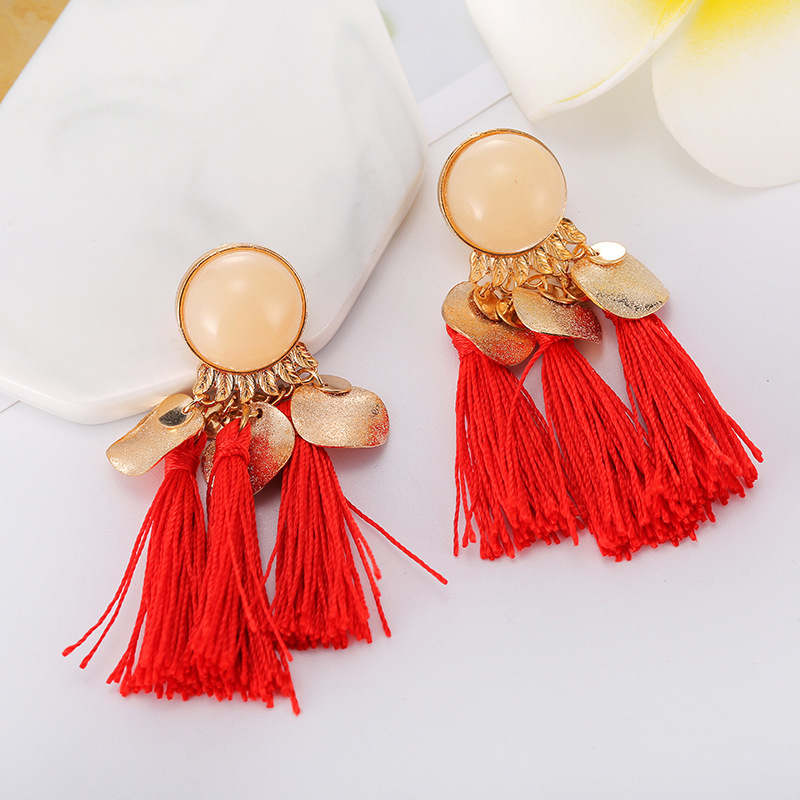 Colorful Layered Tassel Earrings Simple Bohemian Tier Big Dangle Drop Earrings for Women girls