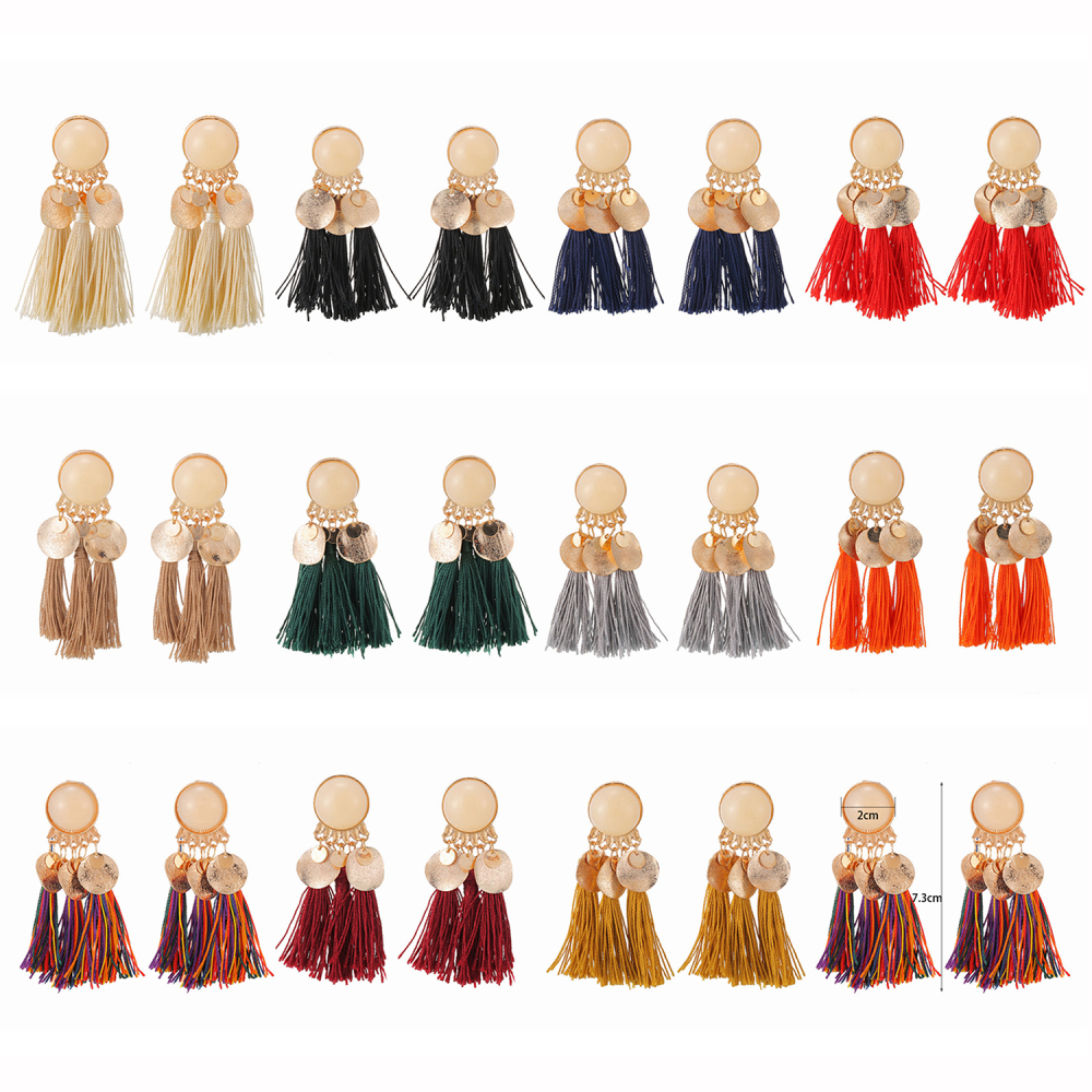 Colorful Layered Tassel Earrings Simple Bohemian Tier Big Dangle Drop Earrings for Women girls