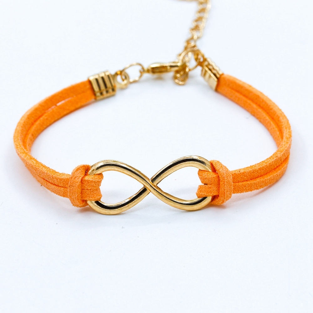 Mens Womens Couples Stainless Steel Infinity 8 Symbol Leather Bracelet,Fit for 6-8.1Inch Bracelet