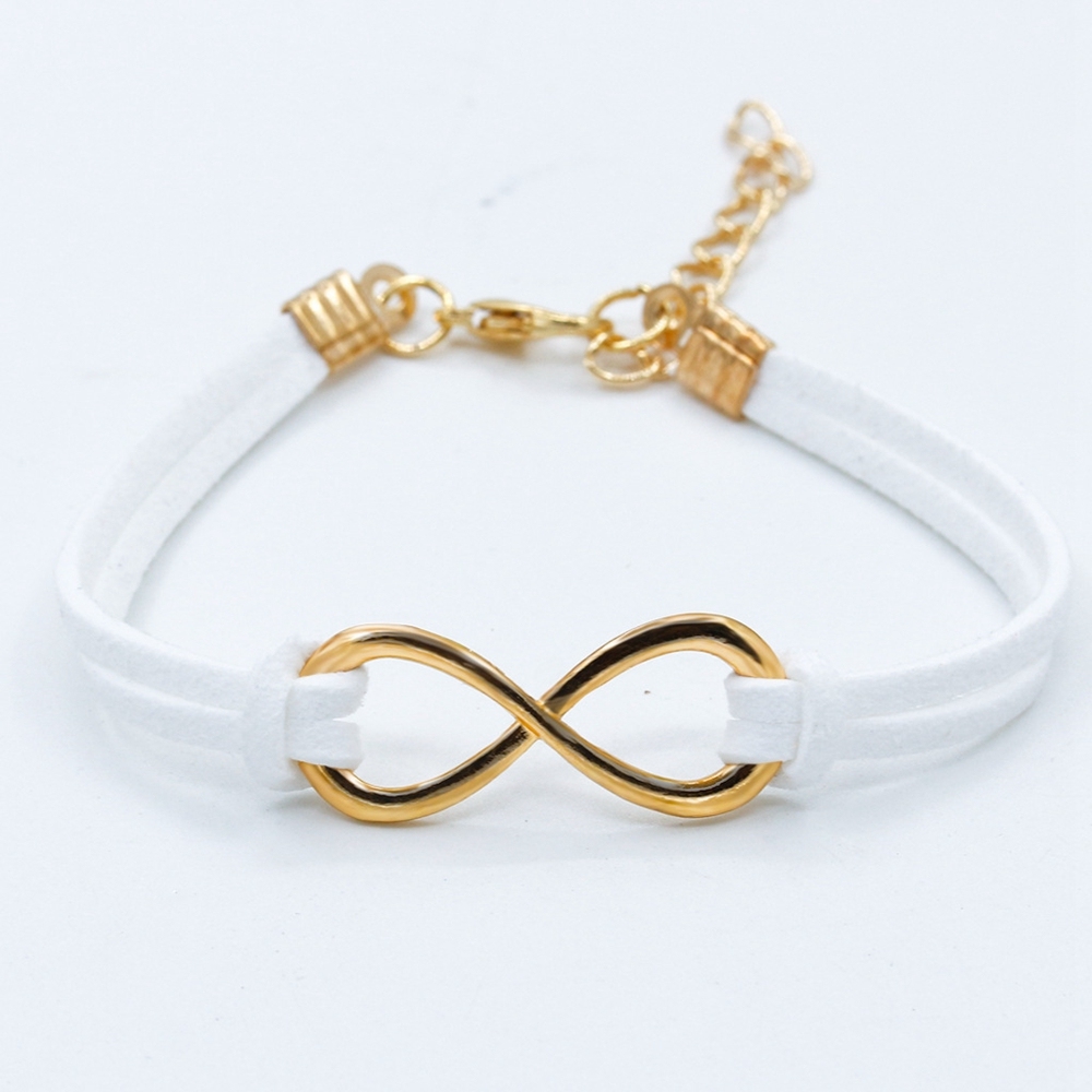 Mens Womens Couples Stainless Steel Infinity 8 Symbol Leather Bracelet,Fit for 6-8.1Inch Bracelet