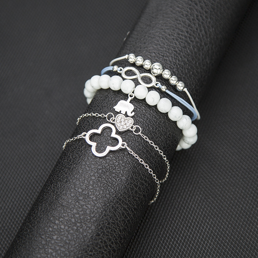 Boho Beaded Bracelets for Women Girls Adjustable Charm Stretch Stack Strand Bangle Bracelets Set 5PCS/LOT