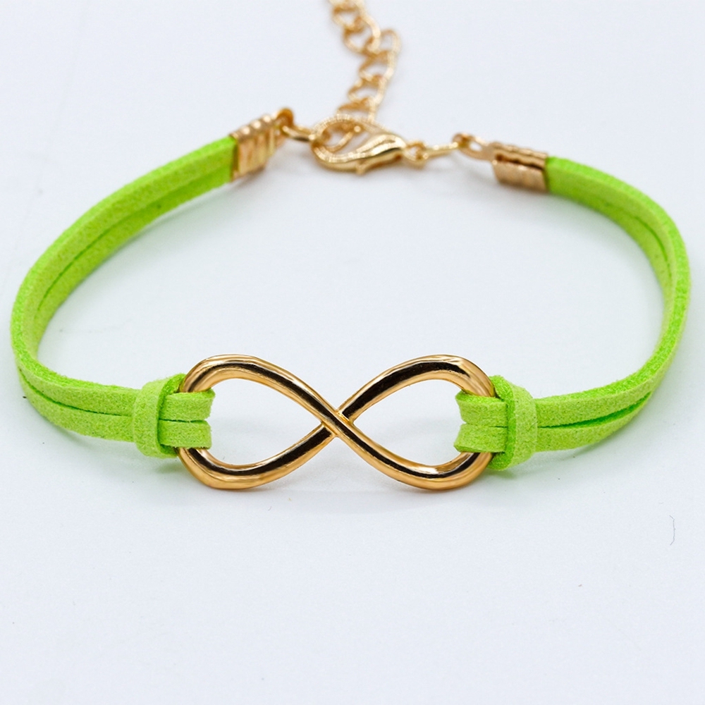 Mens Womens Couples Stainless Steel Infinity 8 Symbol Leather Bracelet,Fit for 6-8.1Inch Bracelet