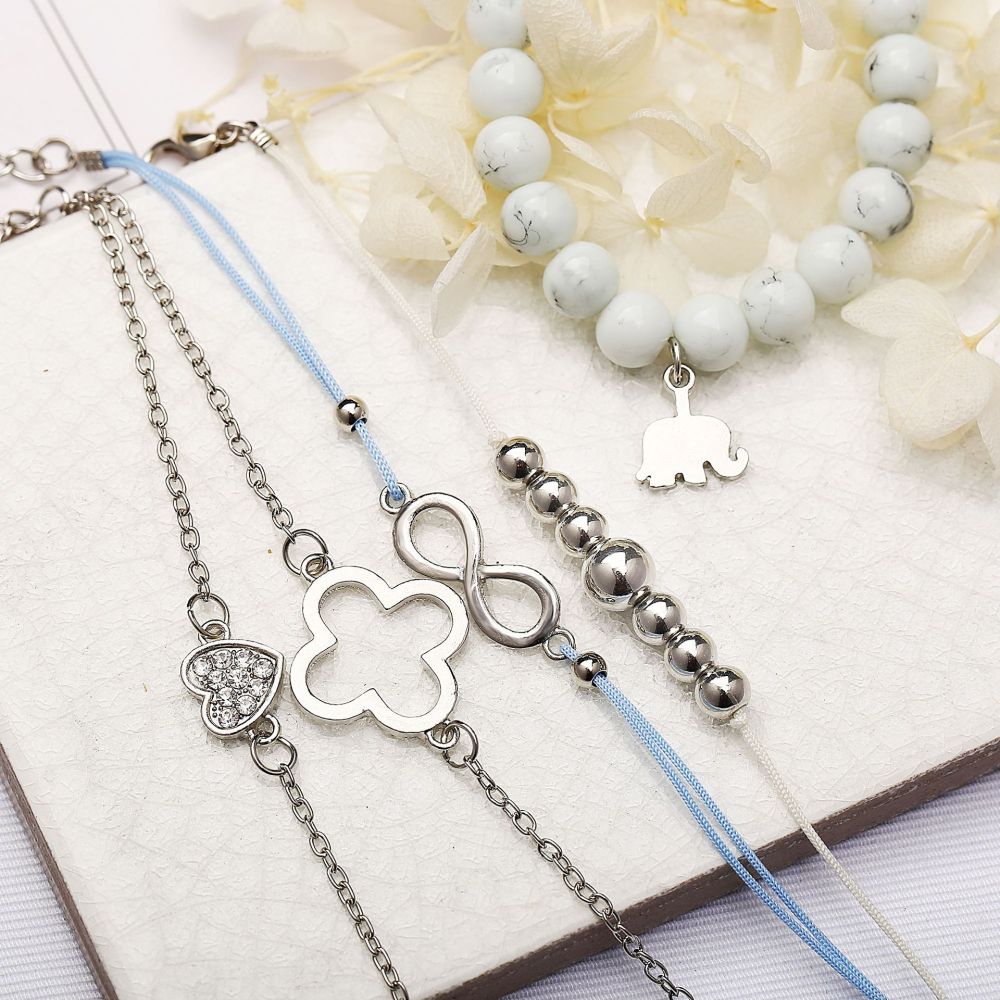 Boho Beaded Bracelets for Women Girls Adjustable Charm Stretch Stack Strand Bangle Bracelets Set 5PCS/LOT