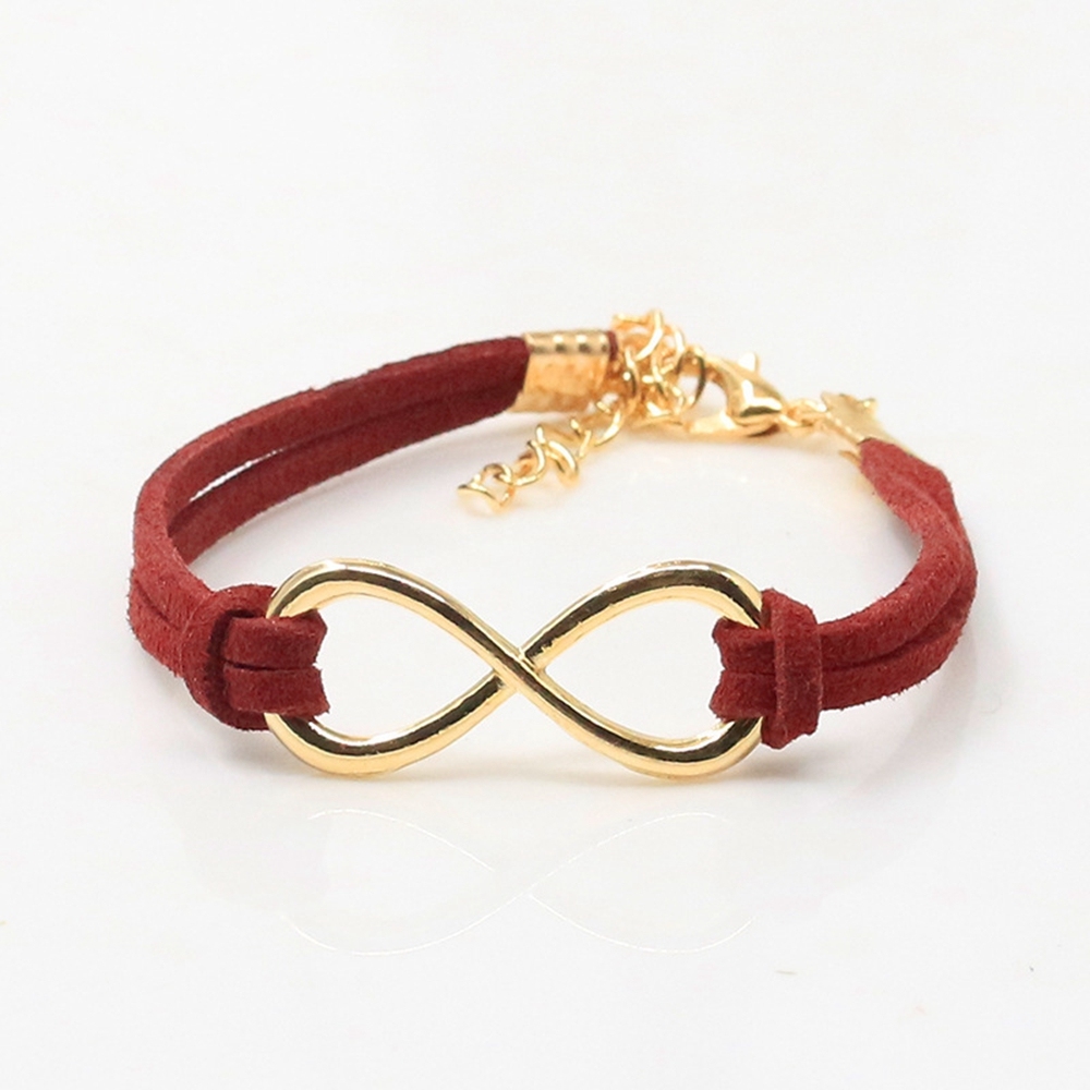 Mens Womens Couples Stainless Steel Infinity 8 Symbol Leather Bracelet,Fit for 6-8.1Inch Bracelet
