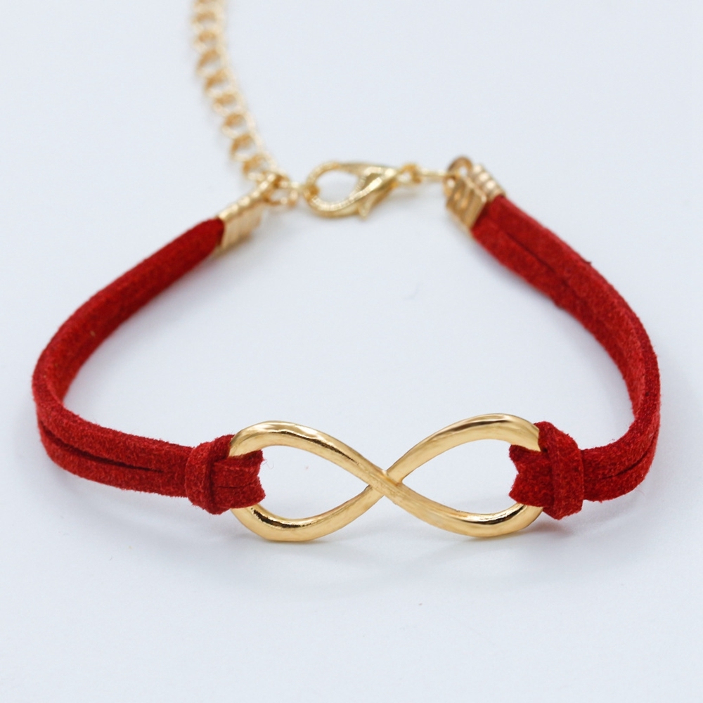 Mens Womens Couples Stainless Steel Infinity 8 Symbol Leather Bracelet,Fit for 6-8.1Inch Bracelet