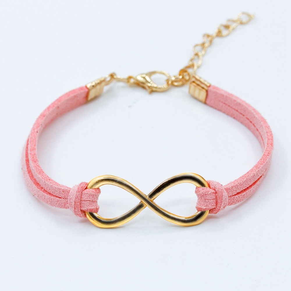 Mens Womens Couples Stainless Steel Infinity 8 Symbol Leather Bracelet,Fit for 6-8.1Inch Bracelet