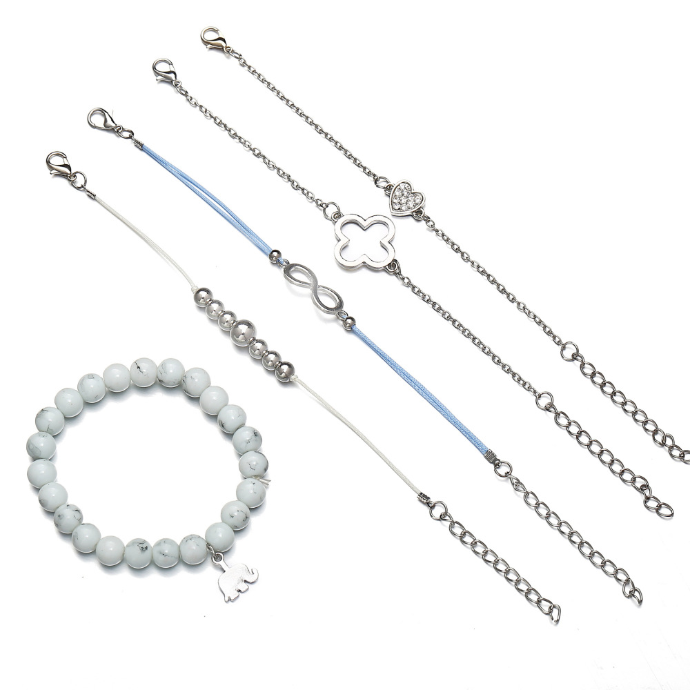 Boho Beaded Bracelets for Women Girls Adjustable Charm Stretch Stack Strand Bangle Bracelets Set 5PCS/LOT