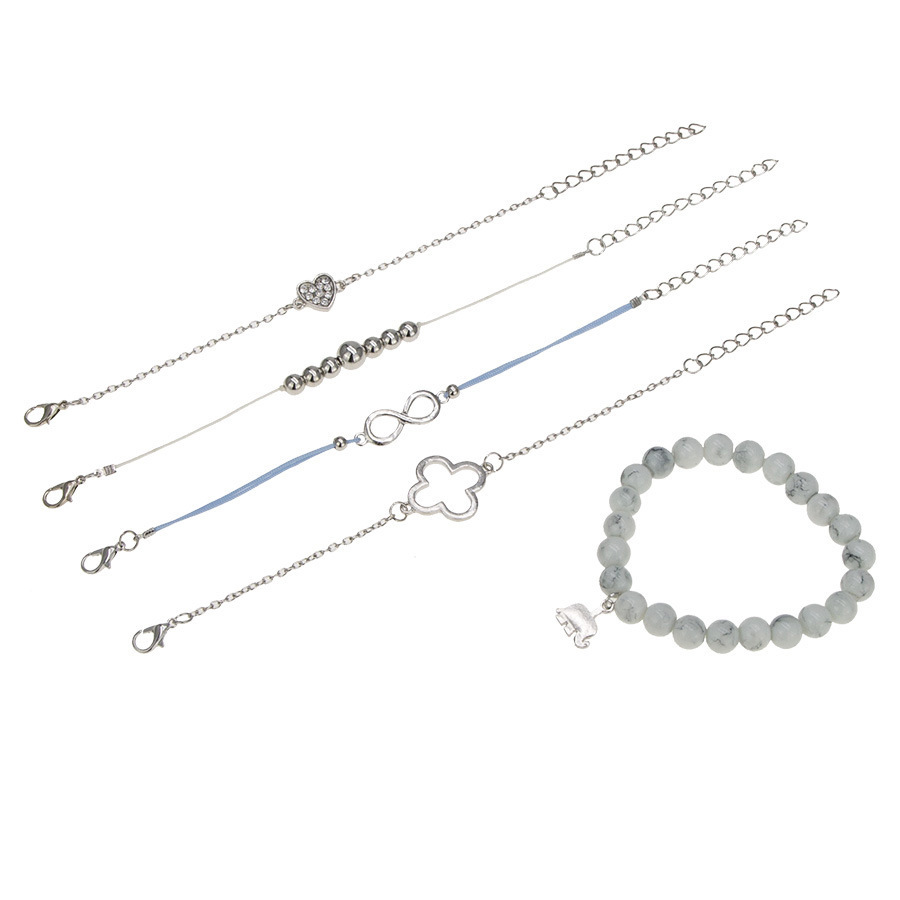 Boho Beaded Bracelets for Women Girls Adjustable Charm Stretch Stack Strand Bangle Bracelets Set 5PCS/LOT