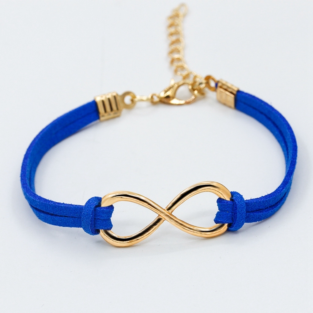 Mens Womens Couples Stainless Steel Infinity 8 Symbol Leather Bracelet,Fit for 6-8.1Inch Bracelet