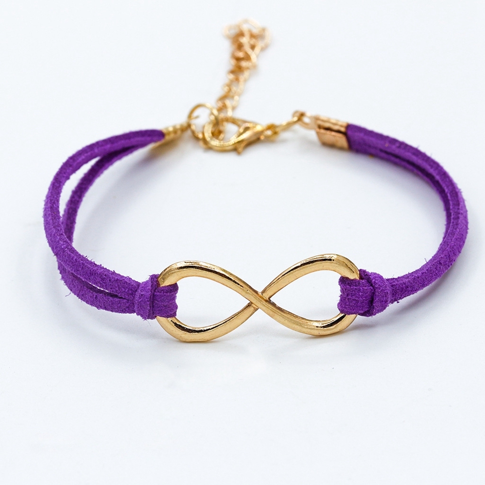 Mens Womens Couples Stainless Steel Infinity 8 Symbol Leather Bracelet,Fit for 6-8.1Inch Bracelet