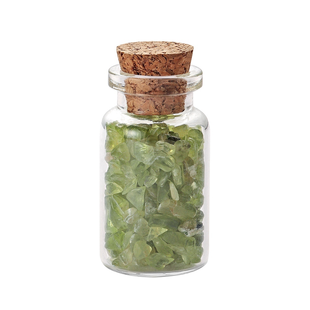 9pcs Mini Glass Wishing Bottles Tumbled Gemstone Crystal Chips Healing Reiki Stones Set