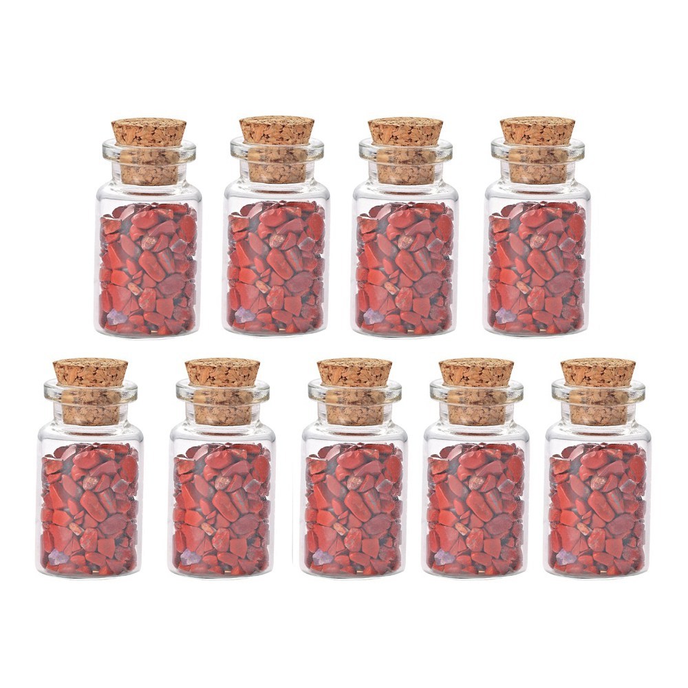 9pcs Mini Glass Wishing Bottles Tumbled Gemstone Crystal Chips Healing Reiki Stones Set