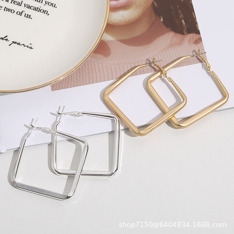 Geomotry Square Hoop Earring Drop Dangle Heart Triangle Round Hexagon Shape