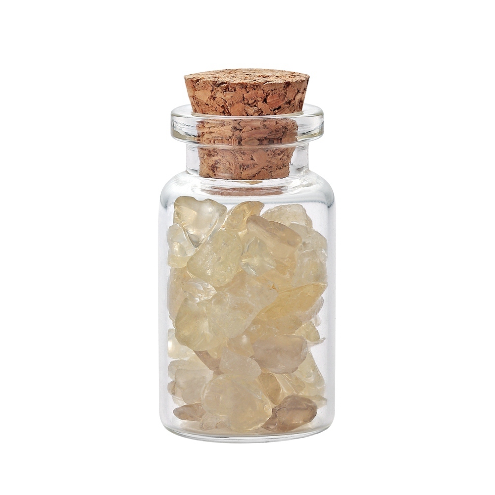 9pcs Mini Glass Wishing Bottles Tumbled Gemstone Crystal Chips Healing Reiki Stones Set