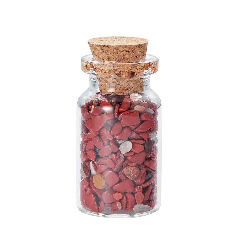 9pcs Mini Glass Wishing Bottles Tumbled Gemstone Crystal Chips Healing Reiki Stones Set
