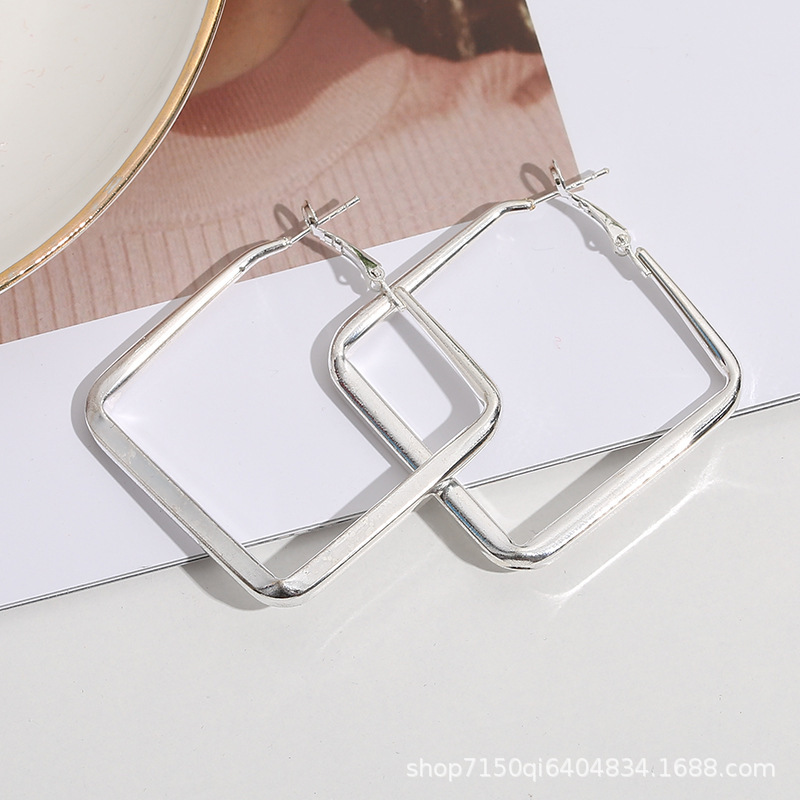 Geomotry Heart Hoop Earring Drop Dangle Heart Triangle Round Square Hexagon Shape