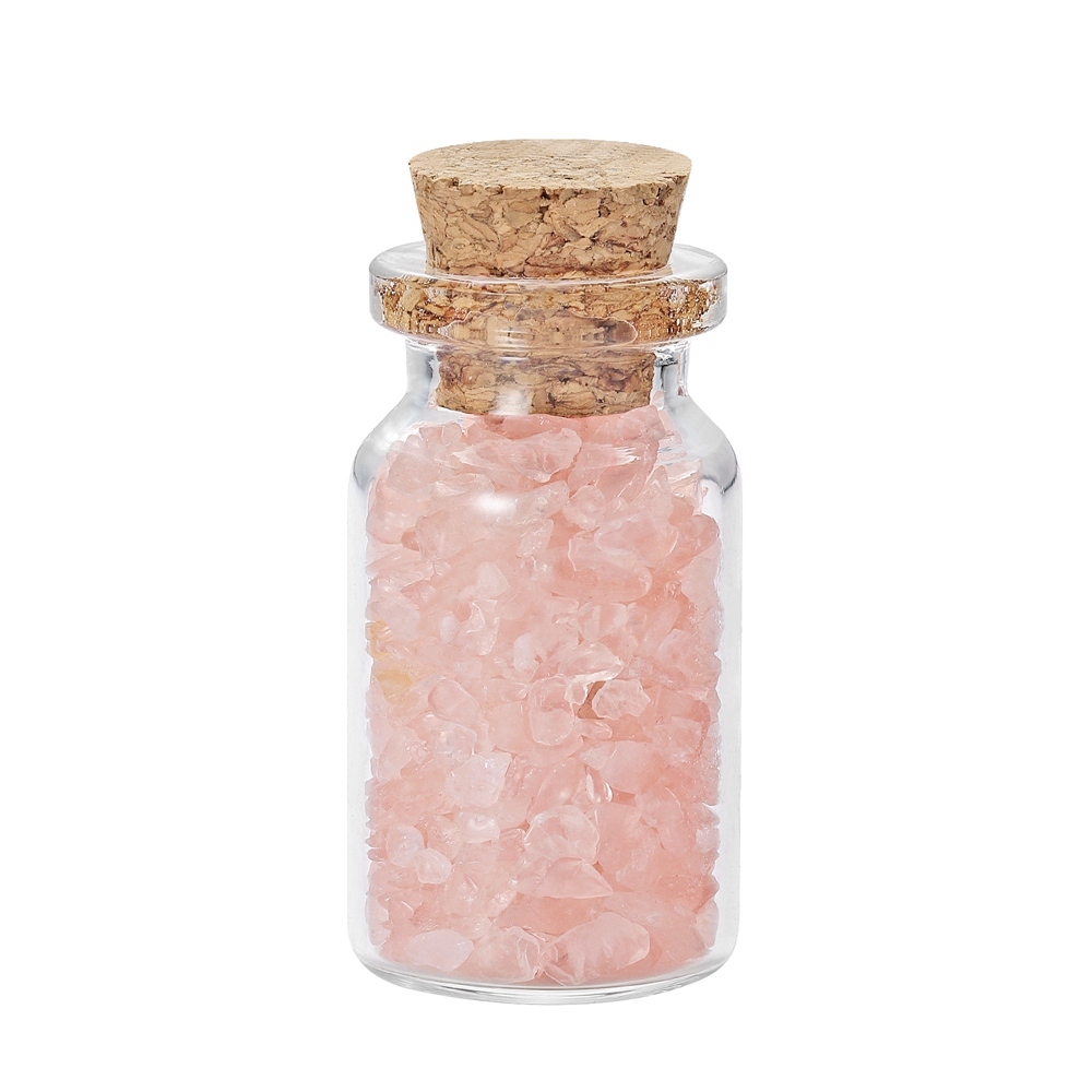9pcs Mini Glass Wishing Bottles Tumbled Gemstone Crystal Chips Healing Reiki Stones Set
