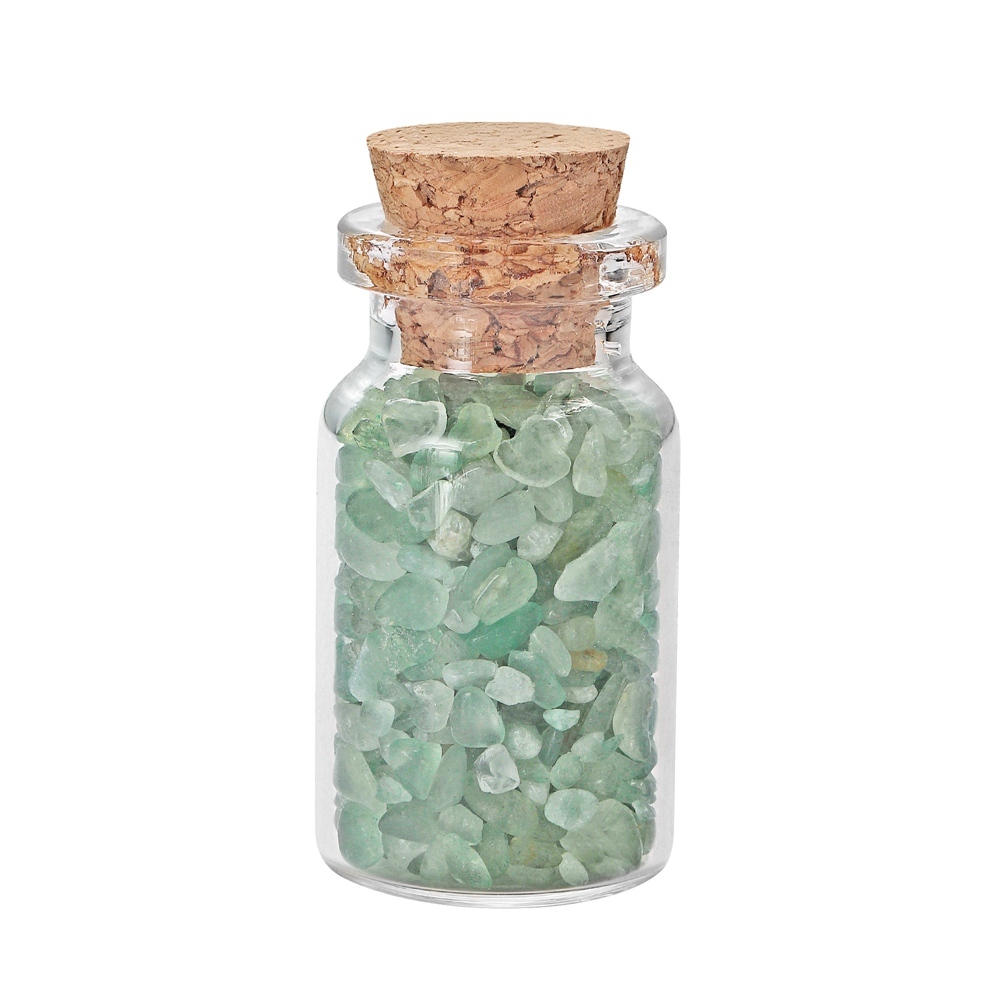 9pcs Mini Glass Wishing Bottles Tumbled Gemstone Crystal Chips Healing Reiki Stones Set