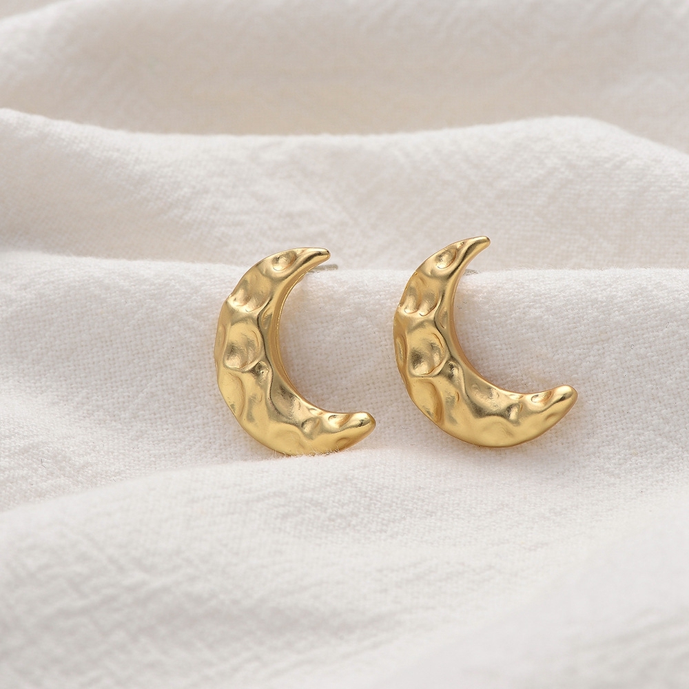 Gold / Silver Geomotry Crescent Moon Stud Earrings for Women Girls