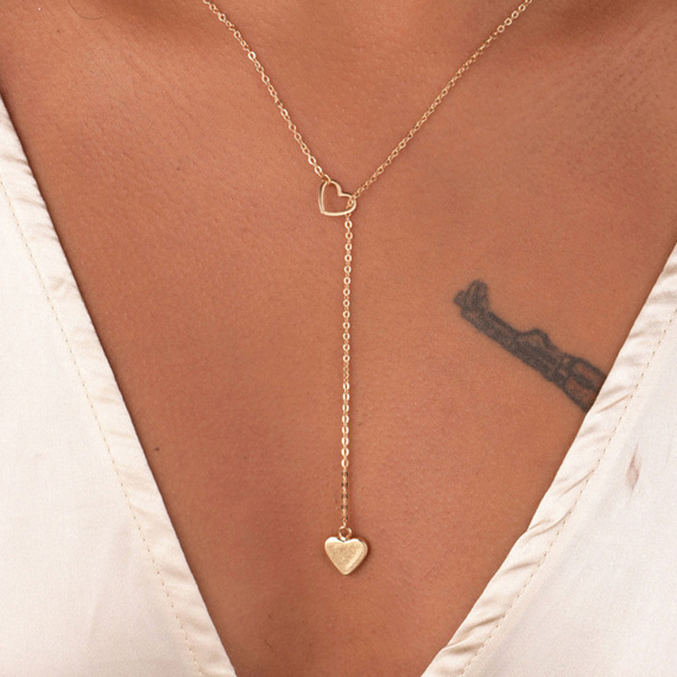 Gold & Silver Heart Choker Short Dainty Necklace Pendant for Women Girl