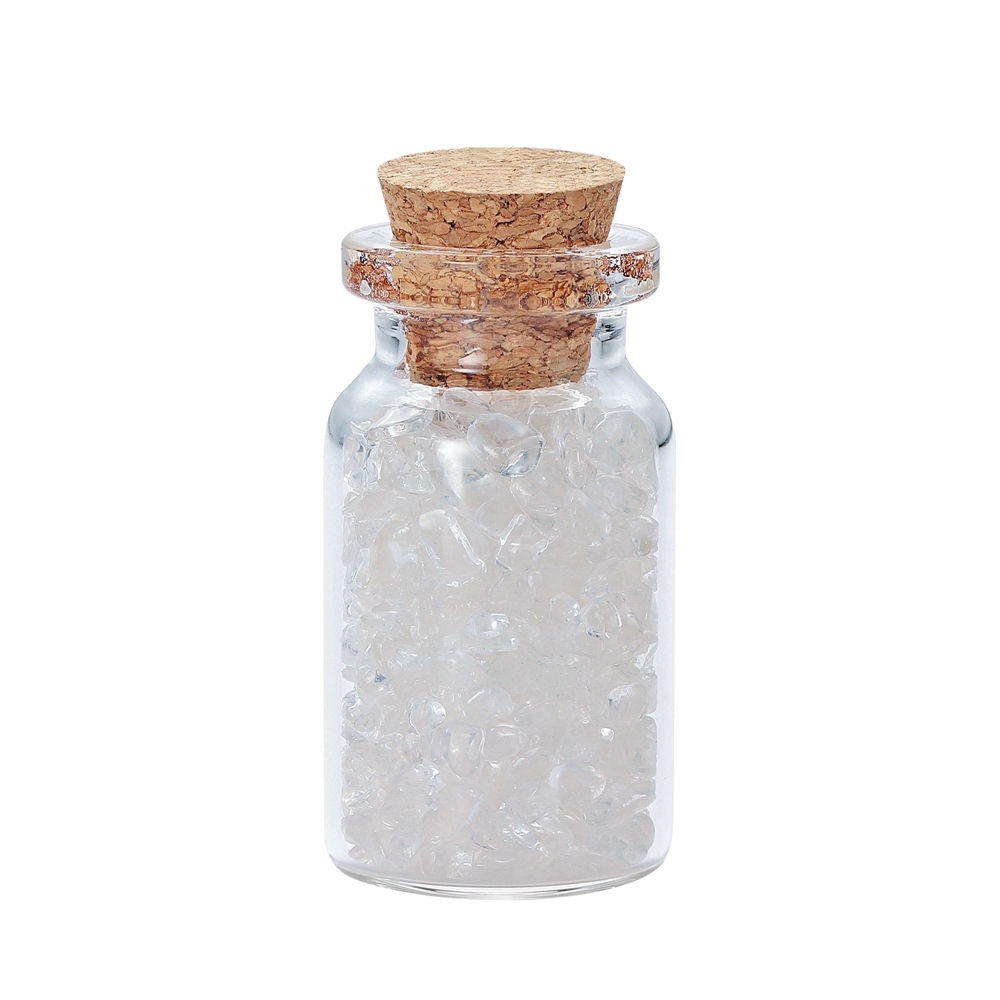 9pcs Mini Glass Wishing Bottles Tumbled Gemstone Crystal Chips Healing Reiki Stones Set