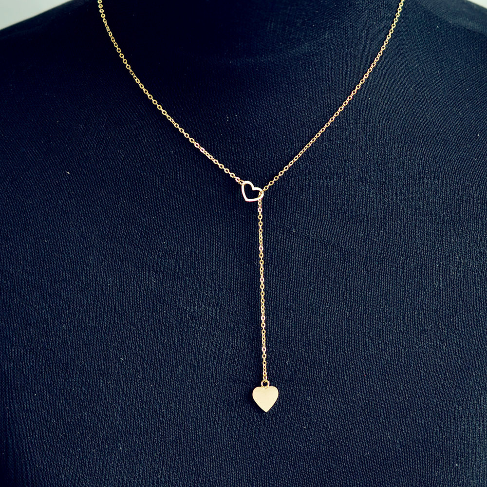 Gold & Silver Heart Choker Short Dainty Necklace Pendant for Women Girl