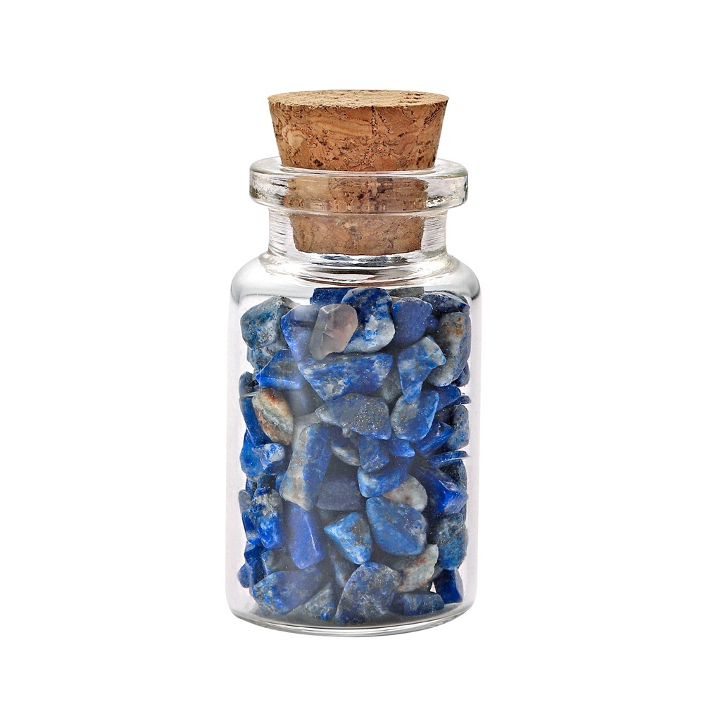 9pcs Mini Glass Wishing Bottles Tumbled Gemstone Crystal Chips Healing Reiki Stones Set