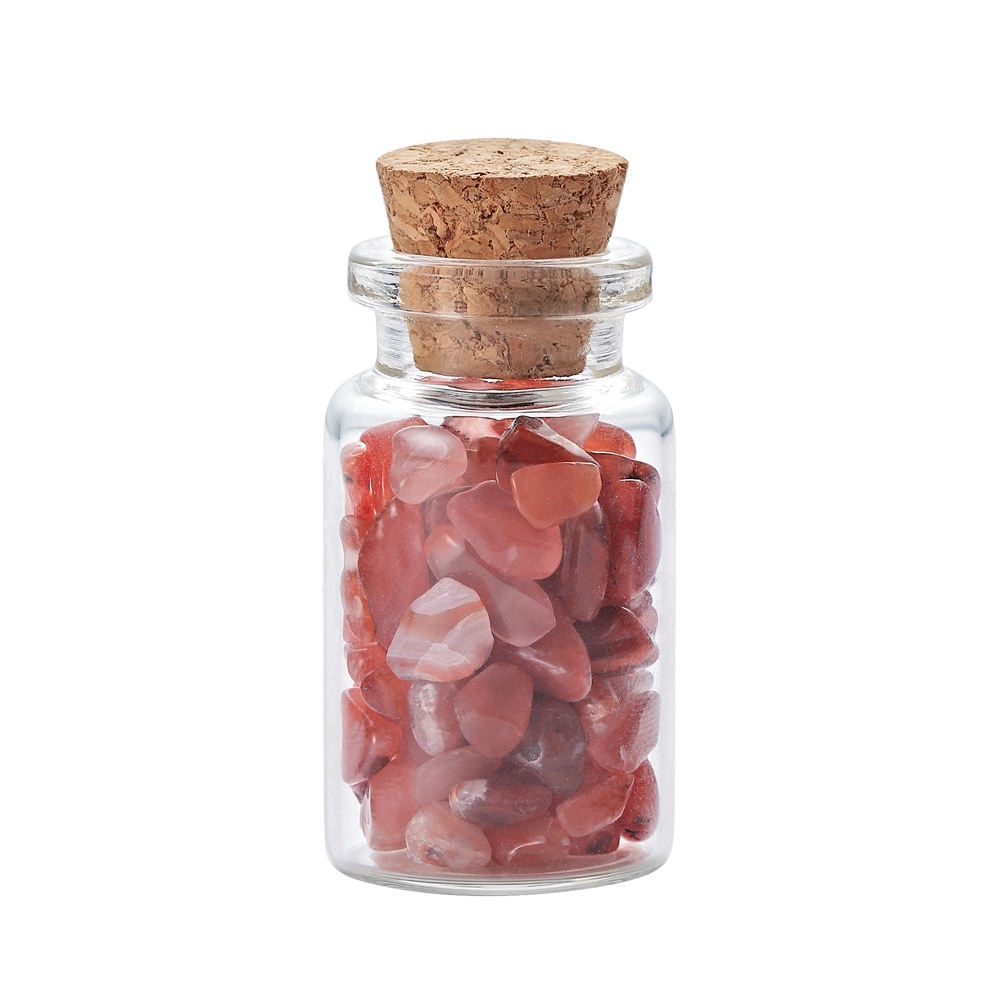9pcs Mini Glass Wishing Bottles Tumbled Gemstone Crystal Chips Healing Reiki Stones Set
