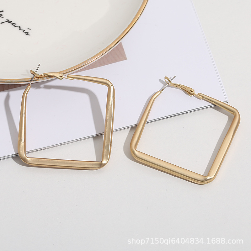 Geomotry Heart Hoop Earring Drop Dangle Heart Triangle Round Square Hexagon Shape