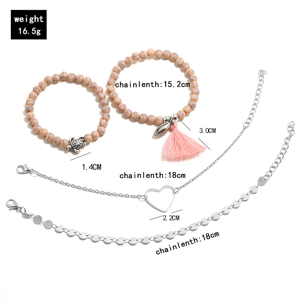 Boho Beaded Bracelets for Women Girls Adjustable Charm Stretch Stack Strand Bangle Bracelets Set 4PCS/LOT