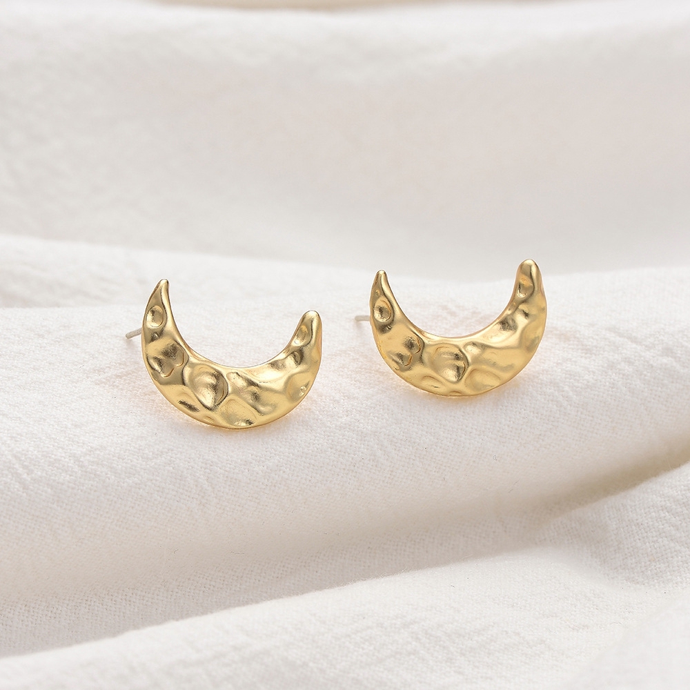 Gold / Silver Geomotry Crescent Moon Stud Earrings for Women Girls