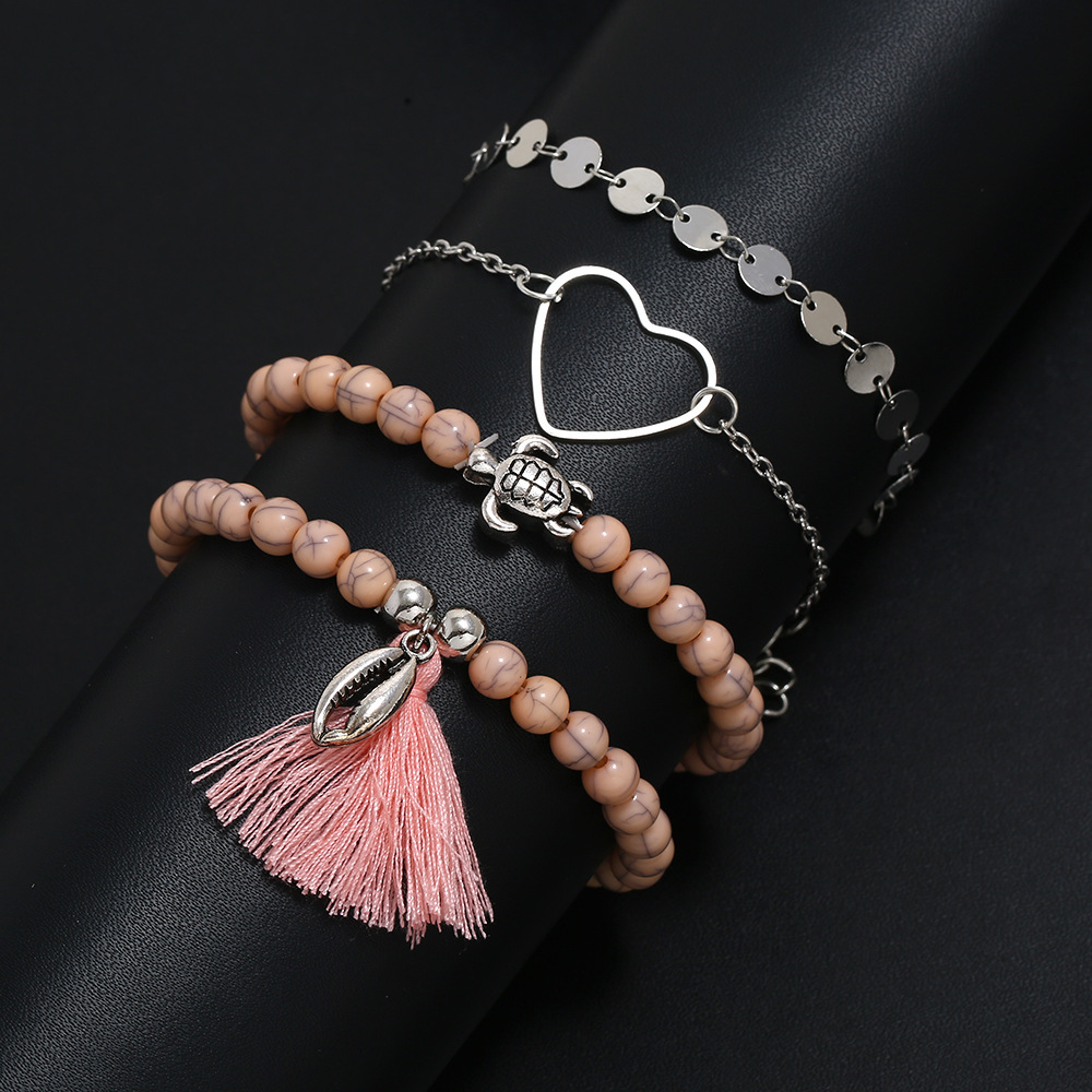 Boho Beaded Bracelets for Women Girls Adjustable Charm Stretch Stack Strand Bangle Bracelets Set 4PCS/LOT