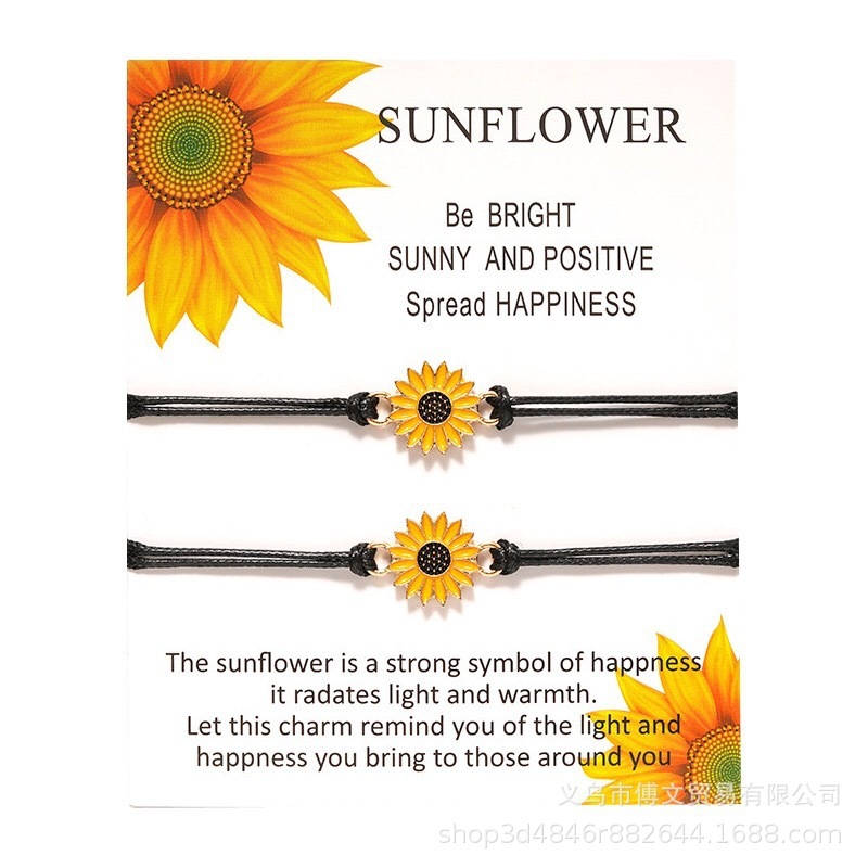 Sunflower Pinky Promise Bracelets Best Friend Long Distance Friendship Gifts for Women Teen Girls