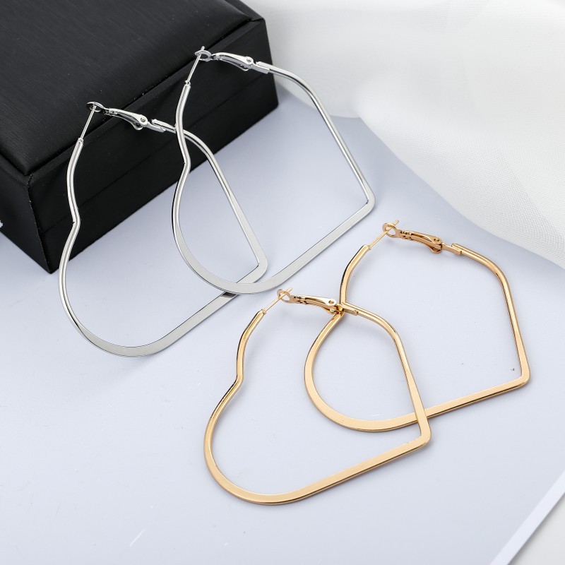 Geomotry Heart Hoop Earring Drop Dangle Heart Triangle Round Square Hexagon Shape