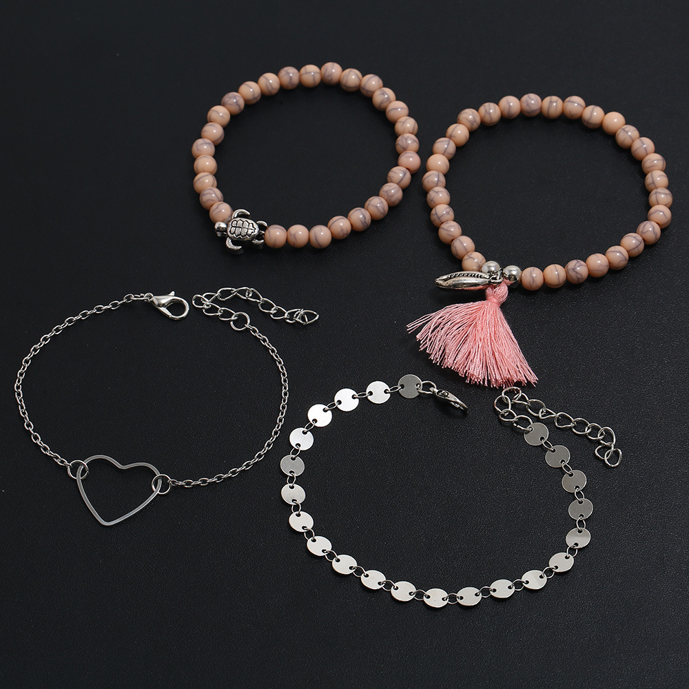 Boho Beaded Bracelets for Women Girls Adjustable Charm Stretch Stack Strand Bangle Bracelets Set 4PCS/LOT