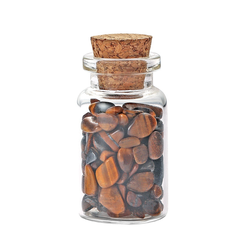 9pcs Mini Glass Wishing Bottles Tumbled Gemstone Crystal Chips Healing Reiki Stones Set