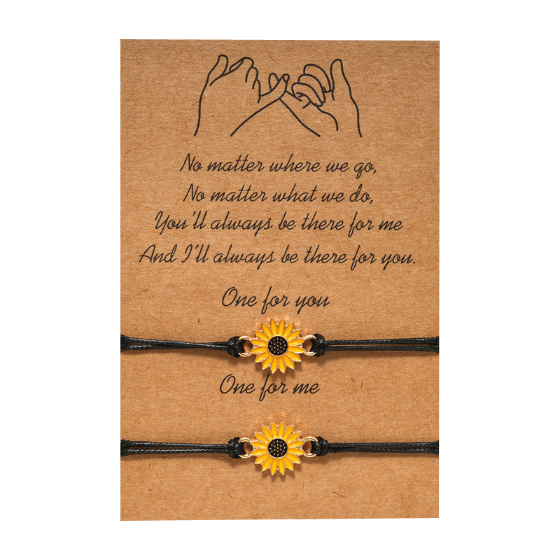 Sunflower Pinky Promise Bracelets Best Friend Long Distance Friendship Gifts for Women Teen Girls