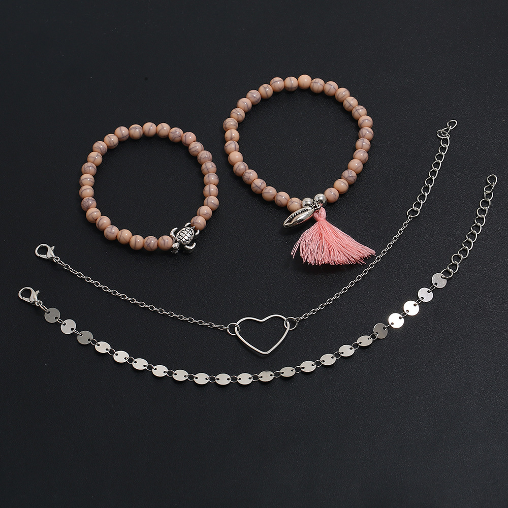 Boho Beaded Bracelets for Women Girls Adjustable Charm Stretch Stack Strand Bangle Bracelets Set 4PCS/LOT