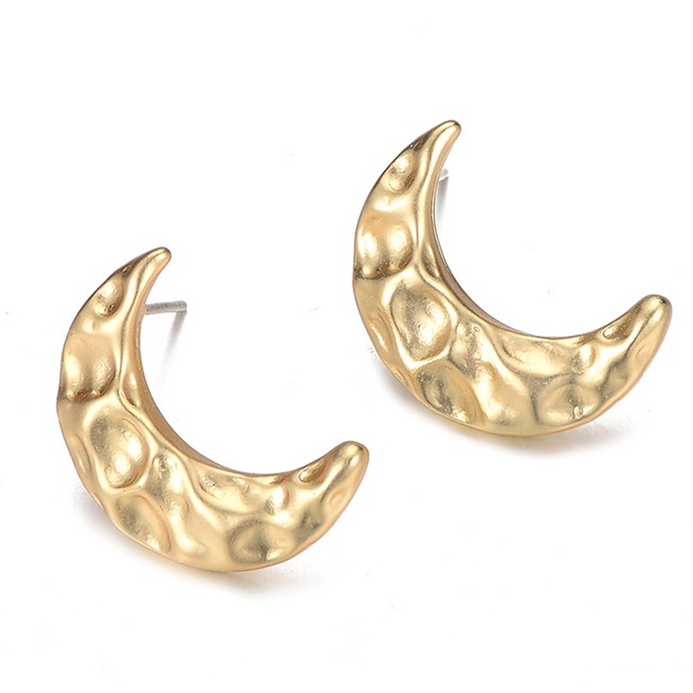 Gold / Silver Geomotry Crescent Moon Stud Earrings for Women Girls